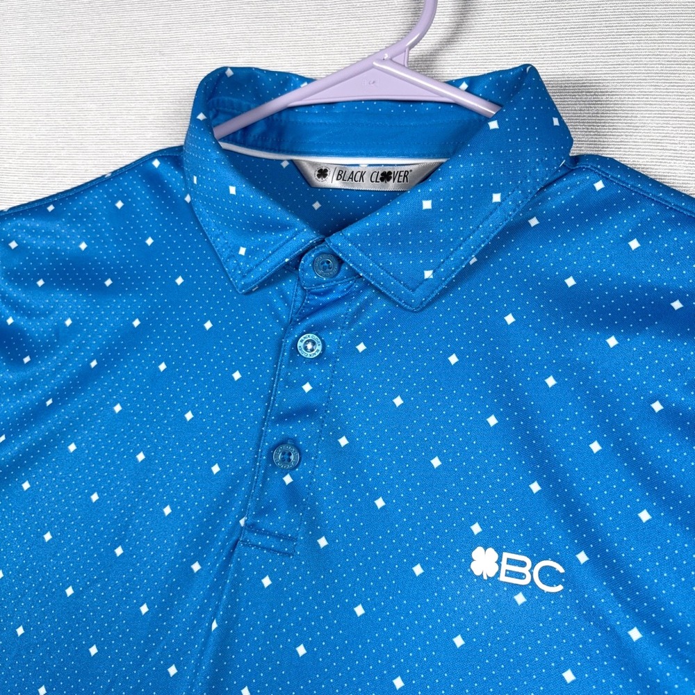 Black Clover Polo Shirt Mens Size L Blue Polyester Short Sleeve